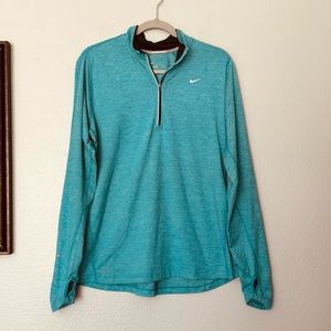 Nike Running Quarter Zip Long Sleeve Teal Top Size Large